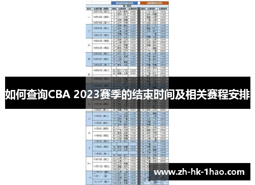 如何查询CBA 2023赛季的结束时间及相关赛程安排 如何查询CBA 2023赛季的结束时间及相关赛程安排